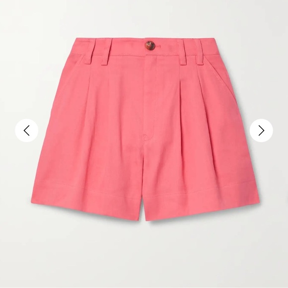 A.L.C. Mateo Pleated Linen-Blend Shorts in Dark Grapefruit Size 8 - Picture 2 of 10